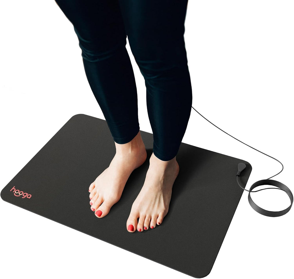 Hooga Grounding Mat for Desk, Feet & Floor – Conductive Carbon Grounding Pad with 15 Ft Cord, Non-Slip Backing, 24" x 16" Indoor Grounding Mat