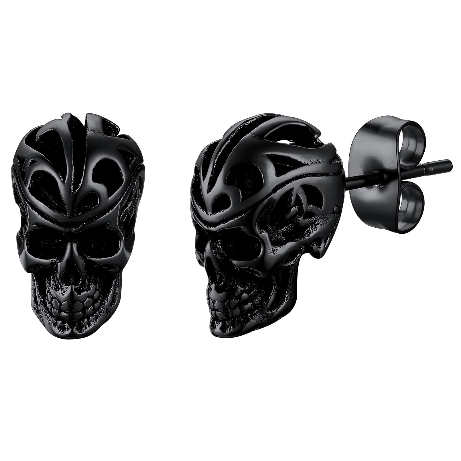 FaithHeart Edelstahl Totenkopf Ohrstecker für Herren Damen Punk Gotik Schädel Ohrring Piercing Creolen Ohrstecker für Weihnachten Valentinstag Halloween