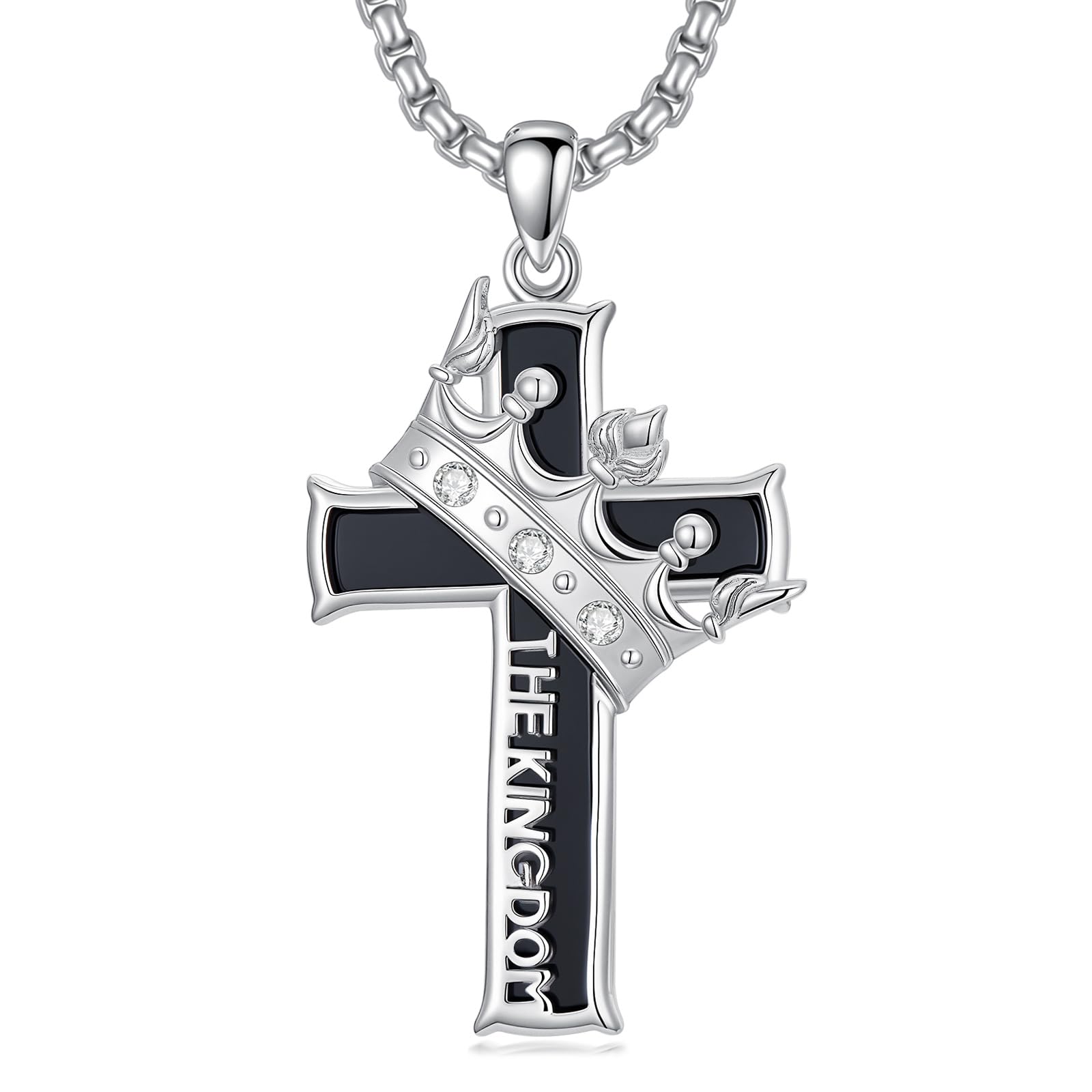 ROMANTICWORK Kreuz Kette 925 Sterling Silber Kreuz Halskette Kreuz Anhänger Christlicher Religiöser Gotischer Kreuz Schmuck Geschenke für Herren Männer Damen