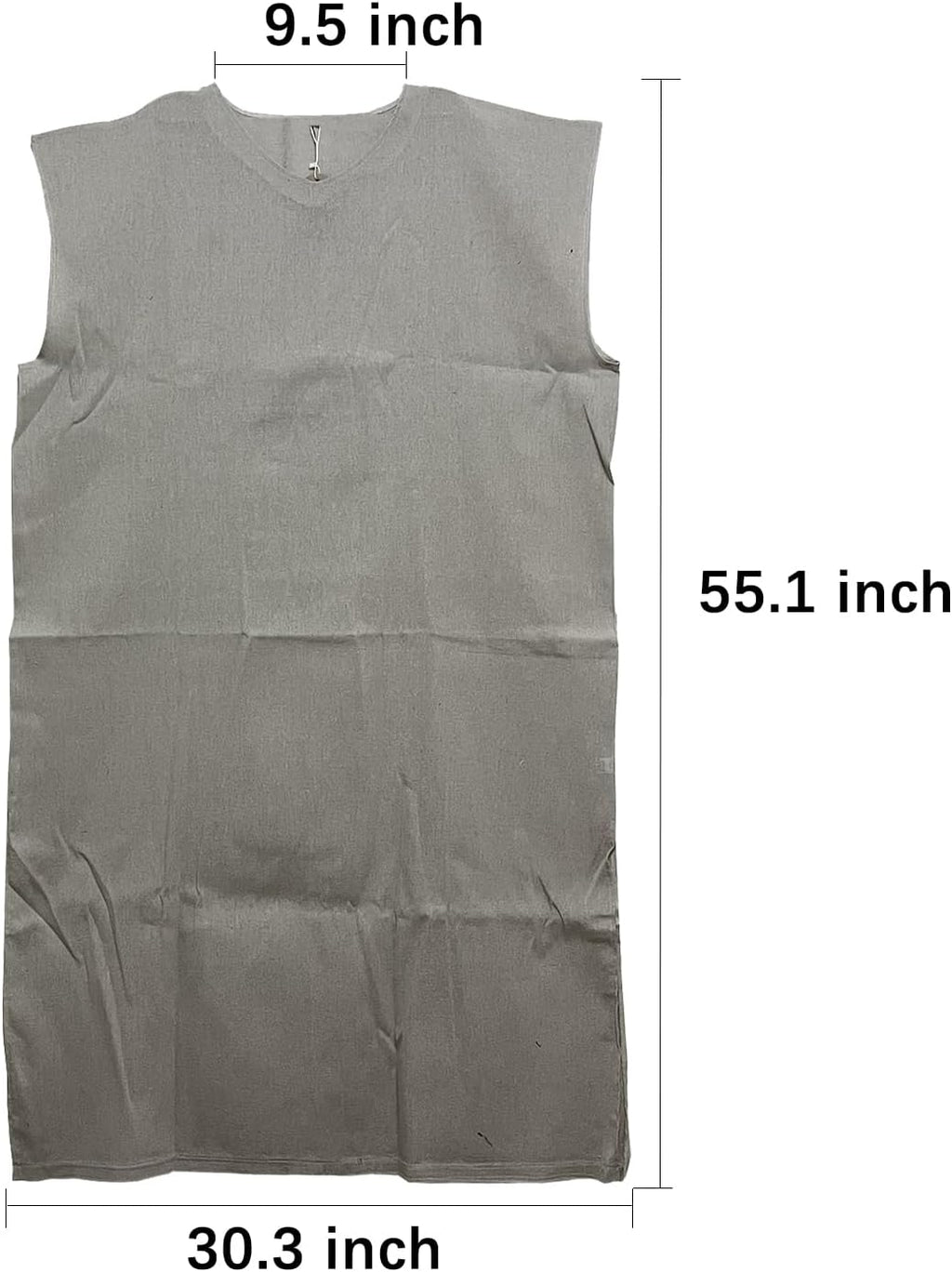 Nosadi Unisex Sackcloth Grey Biblical Robe HandmadeSleeveless with Waist Rope, Authentic, Comfortable, Spiritual Wear