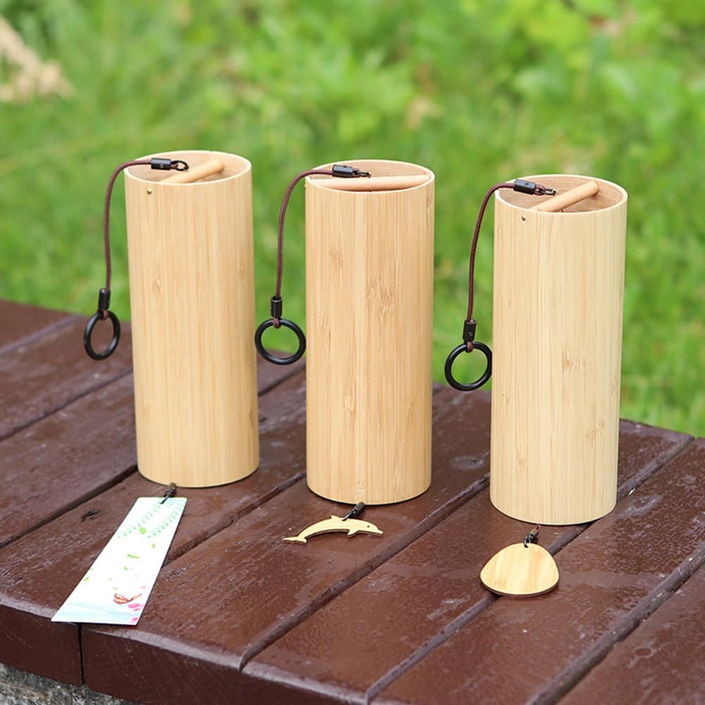 HEYOUTH Klangspiel,Windspiel Bambus,Windspiele für Draußen Hängend, klangspiel Garten wetterfest,Für Klangheilende Meditation Und Beruhigende Emotionen (Schnee)