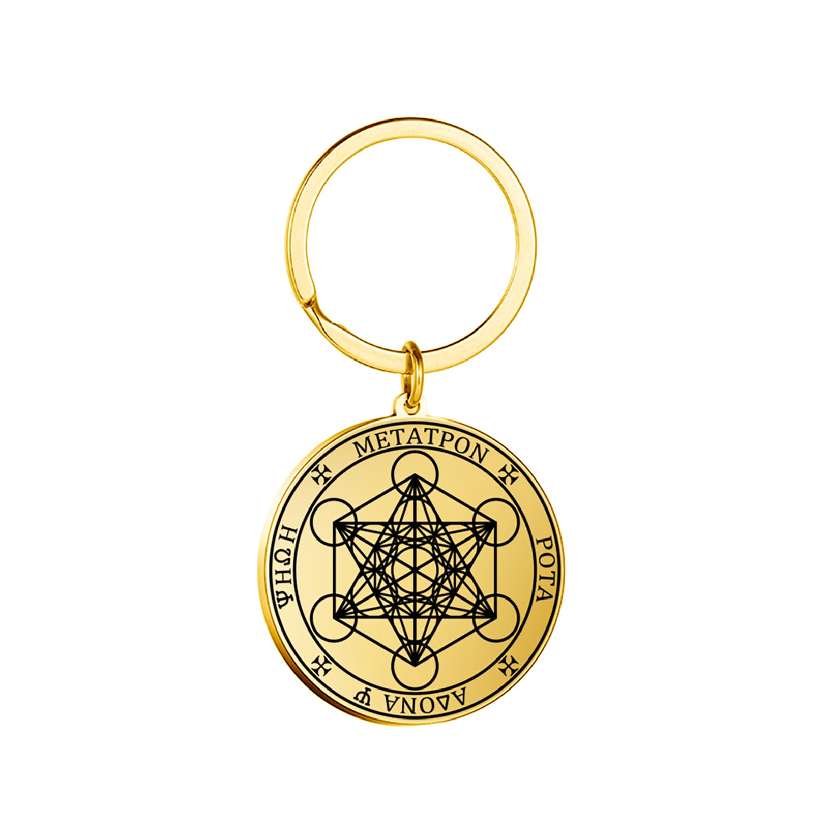EUEAVAN Metatron Cube Necklace for Men Sacred Geometry Pendant Stamp of the Archangel Angel St Michael Declaration Keychain Spiritual Protection Talisman Religious Jewelry