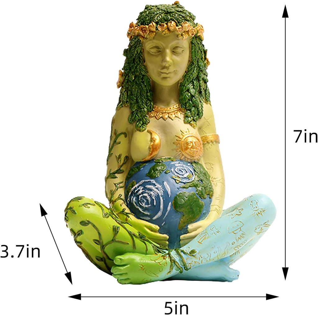 17,8 cm Mutter Erde Statue,Millennial Gaia Göttin Statue,Kunstharz Kunststatue,Handbemalte Heilfigur,aus Feinstem Harz Gegossen,Wunderschön Geformtes Design,für Zuhause,Kunstraum,Garten,Freien