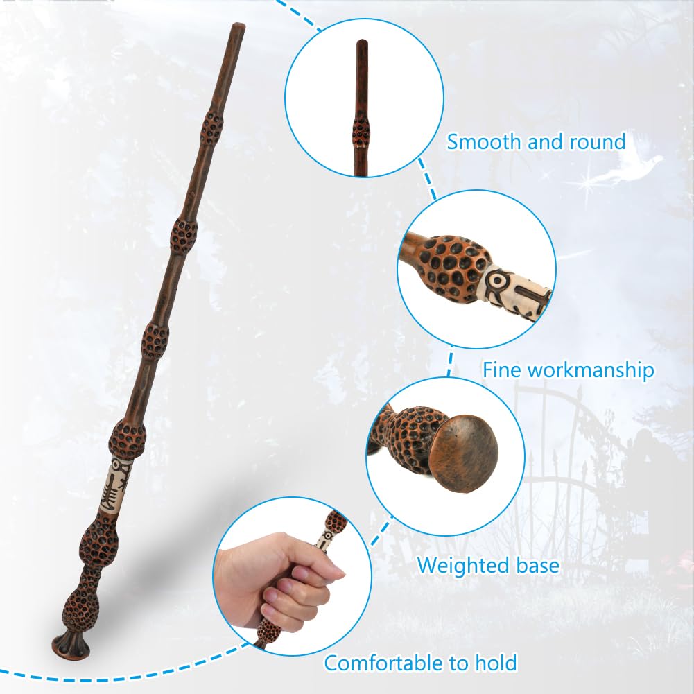 Aomig Zauberstab Magischer Zauberstab für Zauberer Zauberlehrlinge, Erwachsene Kostümzubehör für Zauberer Zauberlehrlinge Halloween Cosplay Karneval Halloween Karneval Weihnachten Cosplay Party