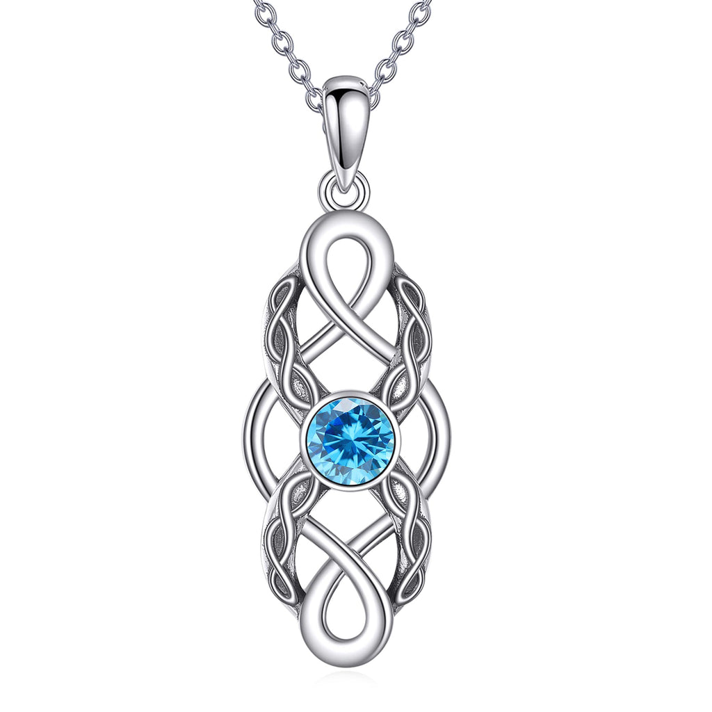 CUPENDA Keltischer Knoten Geburtsstein Halskette Sterling Silber Irische Keltische Anhänger Halskette Glücksschmuck für Frauen