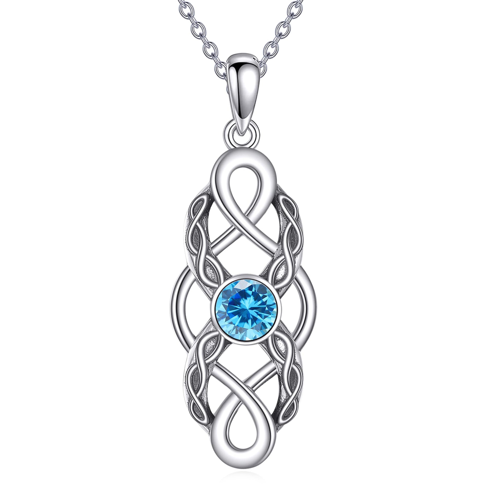 CUPENDA Keltischer Knoten Geburtsstein Halskette Sterling Silber Irische Keltische Anhänger Halskette Glücksschmuck für Frauen