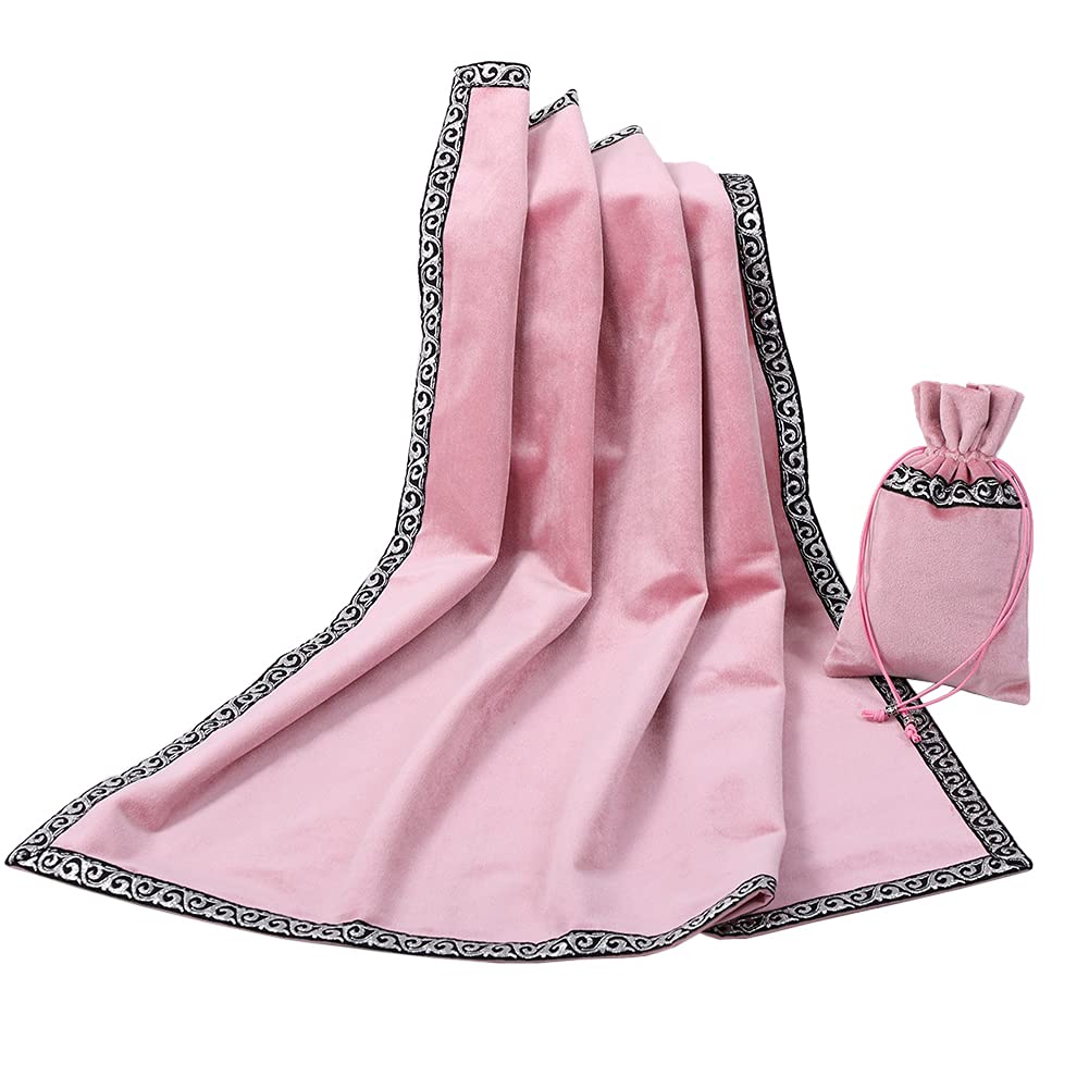 BLESSUME Altar Tarot Tablecloth Divination Wicca Velvet Cloth with Tarot Bag (Yellow 1), One Size