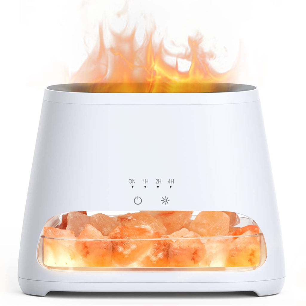 SALKING 2-in-1 Aroma Diffuser & Salt Range Pakistan Light, Flame Effect Diffuser for Essential Oils, Diffuser Cooler Mist Humidifier with 3 Brightness, 150 ml