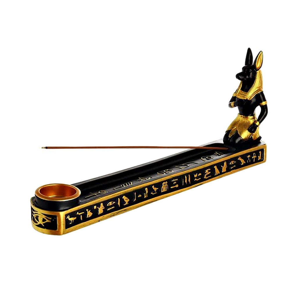 Ancient Egyptian Resin Incense Burner Ornament Tea House Home Decor Egyptian Cat God Statue Incense Burner Holder with Plate Base