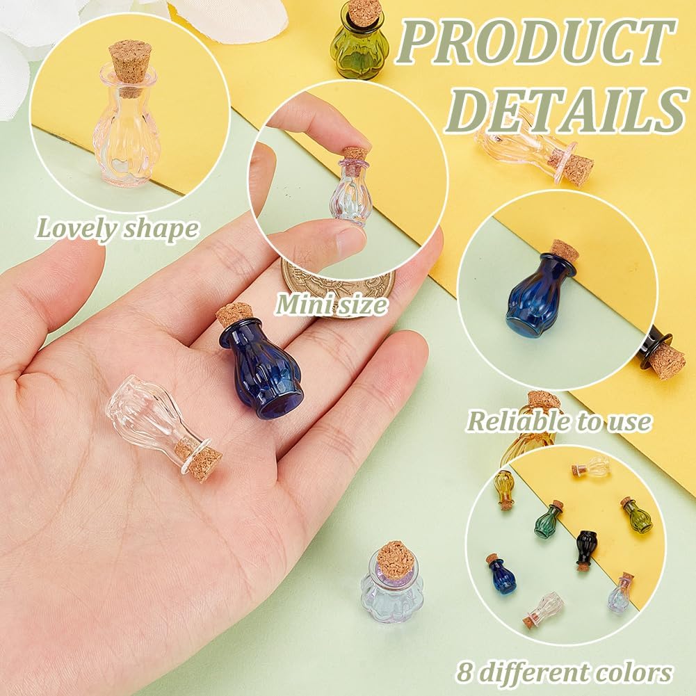 PH PandaHall 8 farbige Kleine Zaubergläser 8 Farben Mini Glasflaschen Niedliche Wunschflaschen Mit Korkstopfen Miniatur Flasche Für Party Hochzeit DIY Dekoration Schmuckherstellung