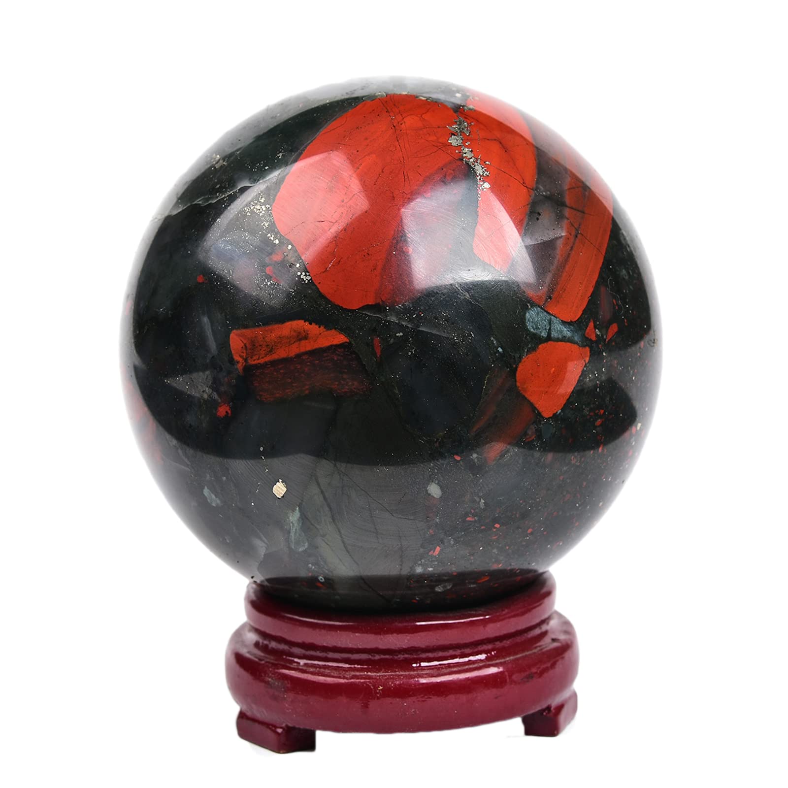 JIC Gem Large Crystal Ball with Stand Pietersite Crystal Ball Gemstone Decorative Ball for Home Decoration Altar Reiki Feng Shui Crystal Gift 80-90mm