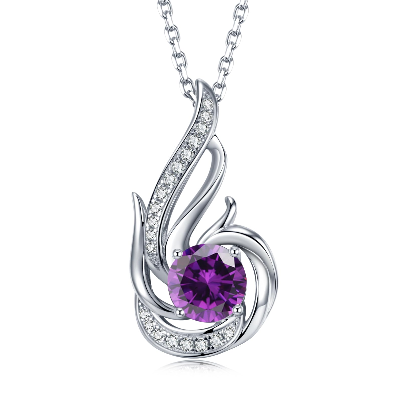 Sterling Silber Geburtsstein Halskette für Frauen erstellt oder echte Edelstein Phoenix Halsketten Geburtstag Jubiläum Schmuck Geschenke für Frauen Mädchen Mama, justierbare Kette
