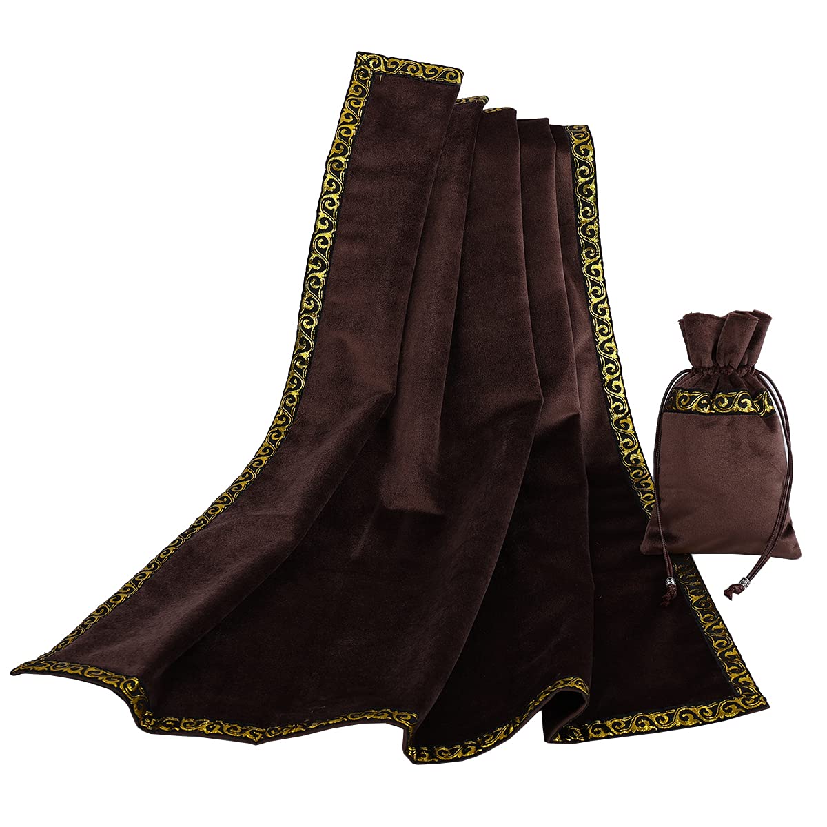 BLESSUME Altar Tarot Tablecloth Divination Wicca Velvet Cloth with Tarot Bag (Yellow 1), One Size