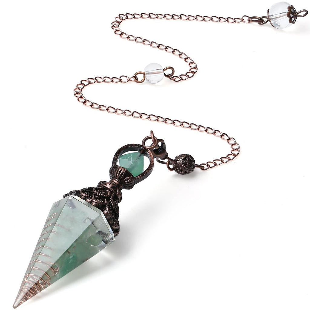 Harz Aquamarin Pendulum Edelstein Pendel Kristall, Heilsteine Natürliches Sechseckiges Edelstein Kristall Ornamente für Hexerei Zeremonie, Wahrsagen, Reiki Heilung und Esoterik Geschenke