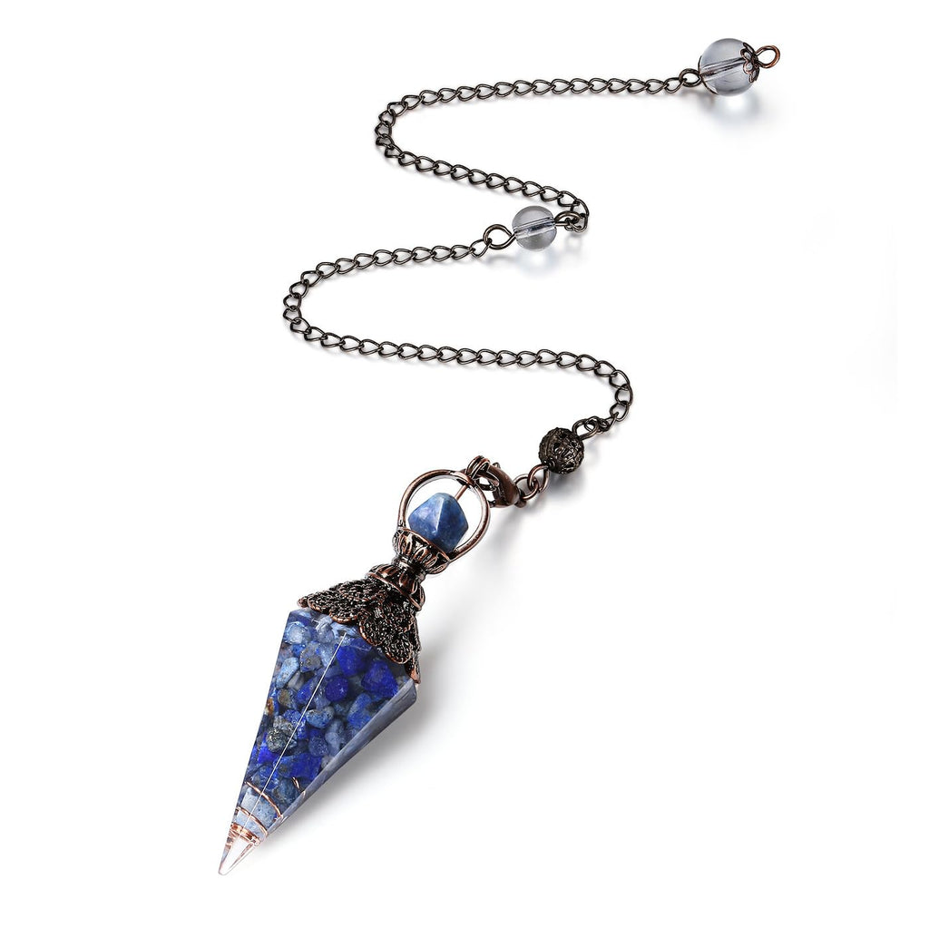 Harz Aquamarin Pendulum Edelstein Pendel Kristall, Heilsteine Natürliches Sechseckiges Edelstein Kristall Ornamente für Hexerei Zeremonie, Wahrsagen, Reiki Heilung und Esoterik Geschenke