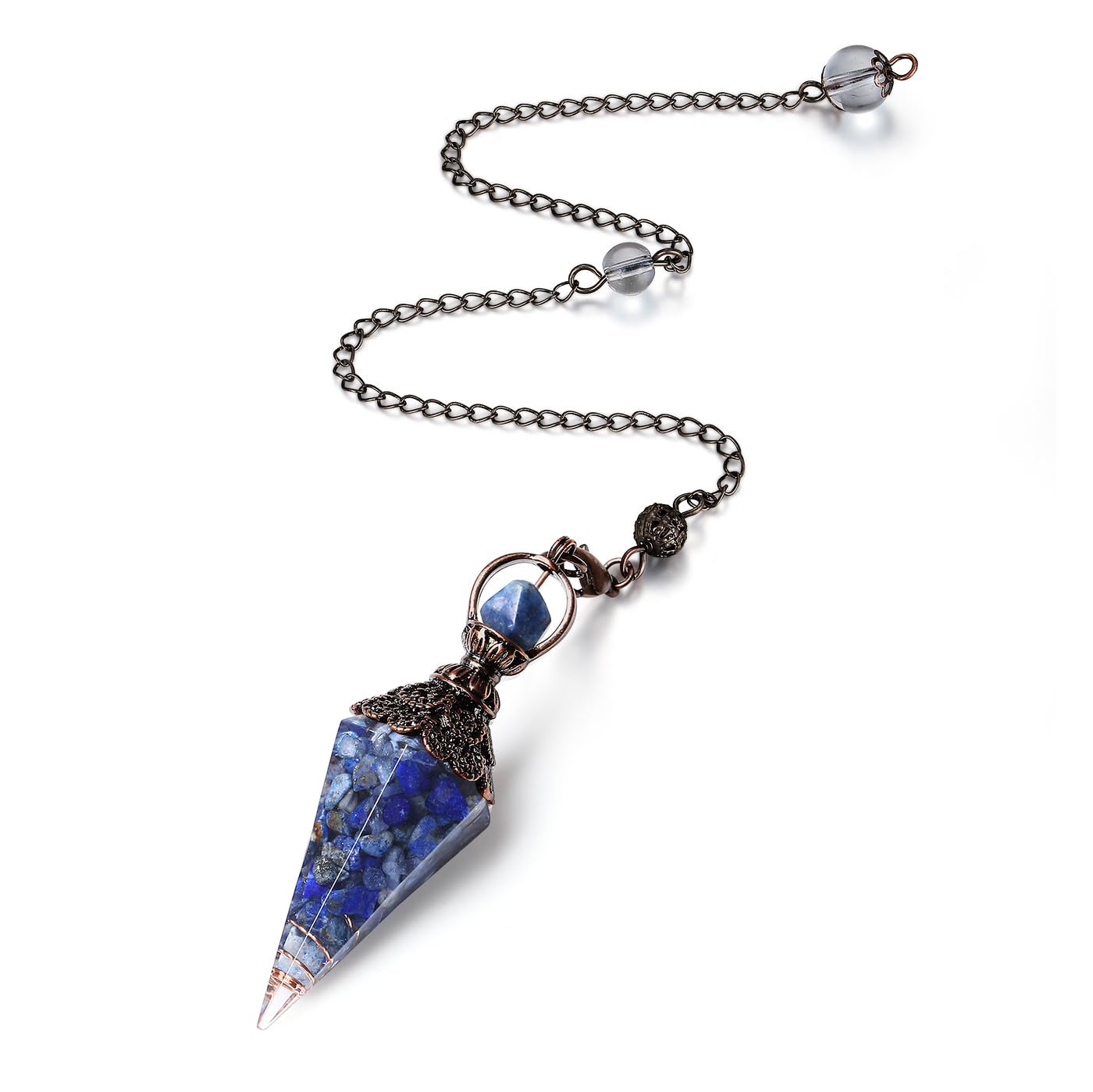 Harz Aquamarin Pendulum Edelstein Pendel Kristall, Heilsteine Natürliches Sechseckiges Edelstein Kristall Ornamente für Hexerei Zeremonie, Wahrsagen, Reiki Heilung und Esoterik Geschenke