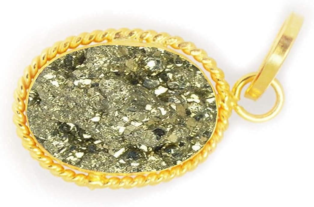 Mtrolls 7.25 Ratti Natural Pyrite Genuine Stone Pendant for Men and Women Small Sterling Silver