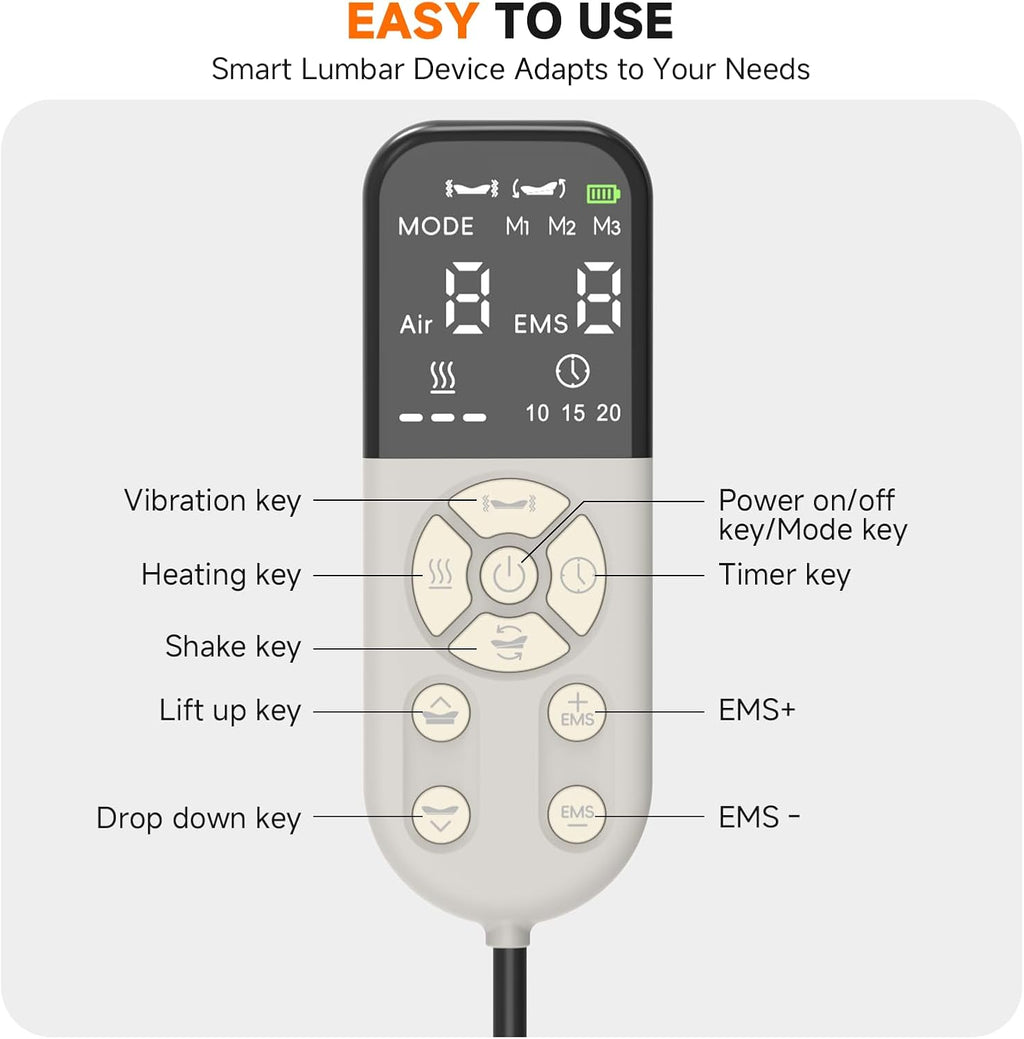 Electric Lumbar & Back Stretching Massager with Airbag Stretch, Vibration Massage, Auto Mode | for Home Relaxation, Ideal Gift (White)