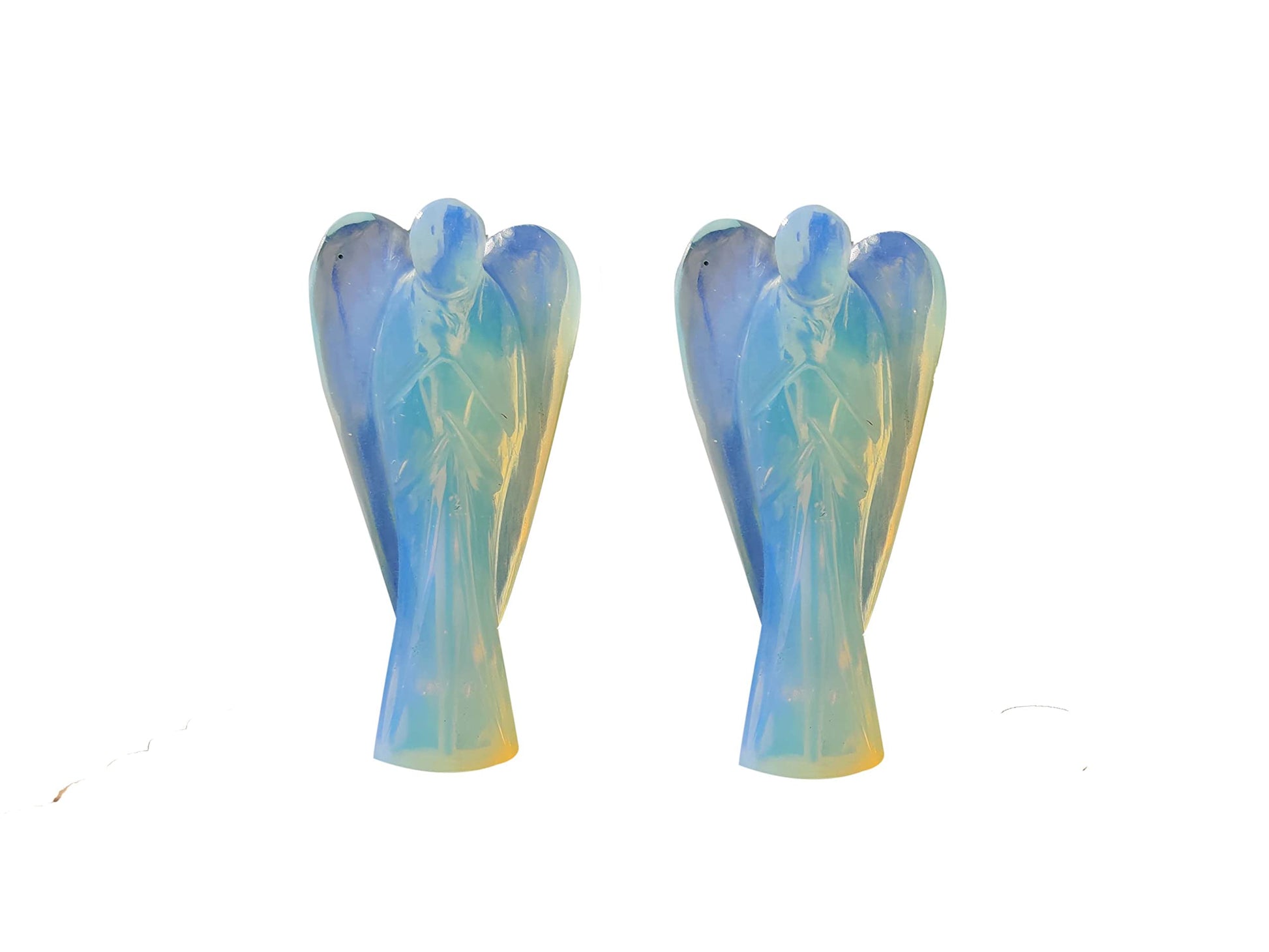 Wonder Care Pocket Guardian Angel Crystal Natural Gemstone Reiki Healing Energy Carved Statue Chakra Balance Meditation Aesthetic 1.5-2 Inch Pack of 2