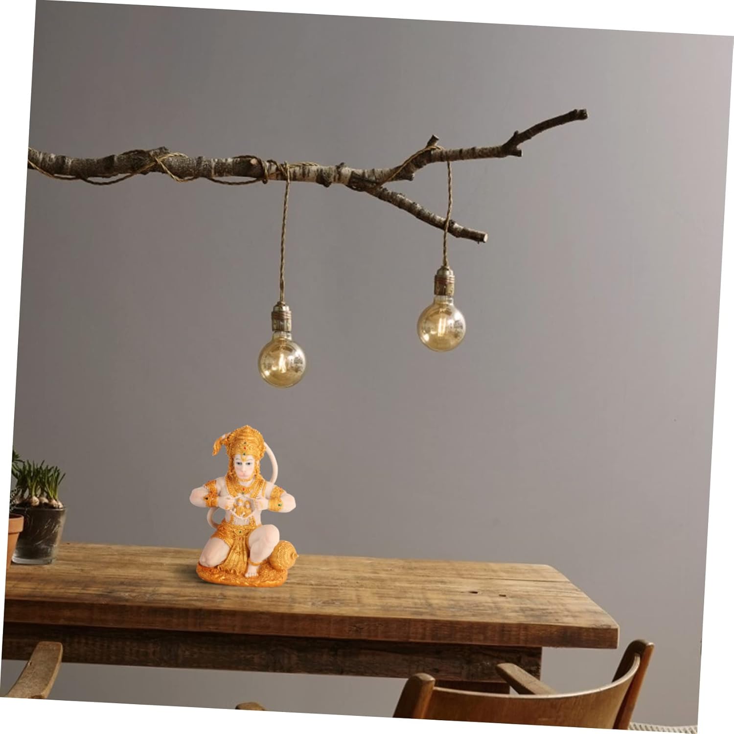 MAGICLULU kniende Affenstatue klein groß Mönch Skulptur Dekorationen wohnungseinrichtung wohnungsdeko tischdeko esstisch Hindu-Affengott-Statue Tischdekoration Wohnaccessoires Harz Golden