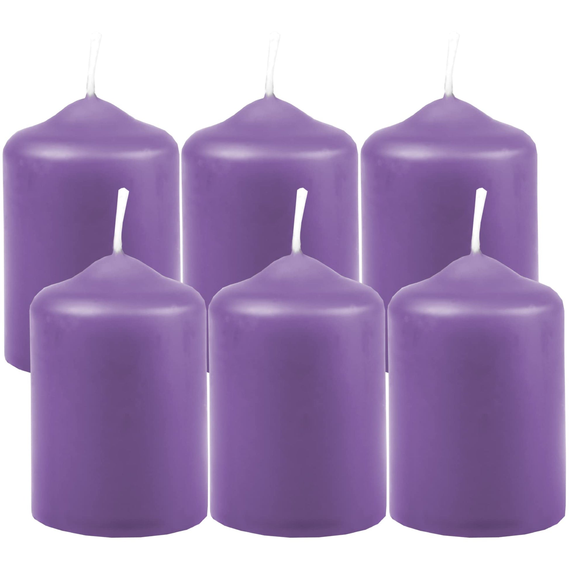 Wax Candles, Pillar Candles, Black, Tea Light Diameter 4 cm x height 6 cm (Pack of 6), Available in Many Colours - Made in the EU - Candles Block Candles - Wax