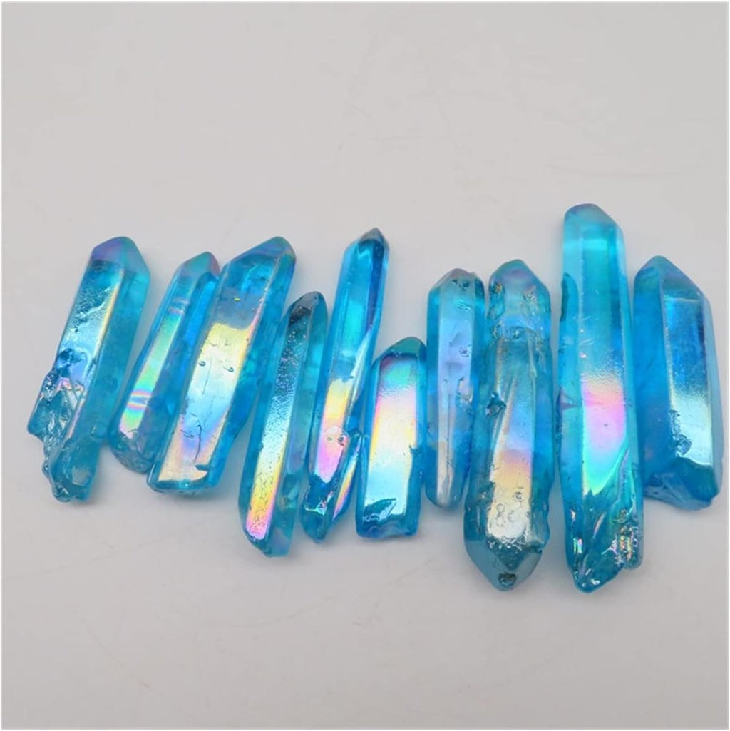 JCAKES Natural Crystal Rough 100g Natural Crystal Titanium Quartz Pillar Angel Blue Aura Quartz Dot Obelisk Wand Home Decoration