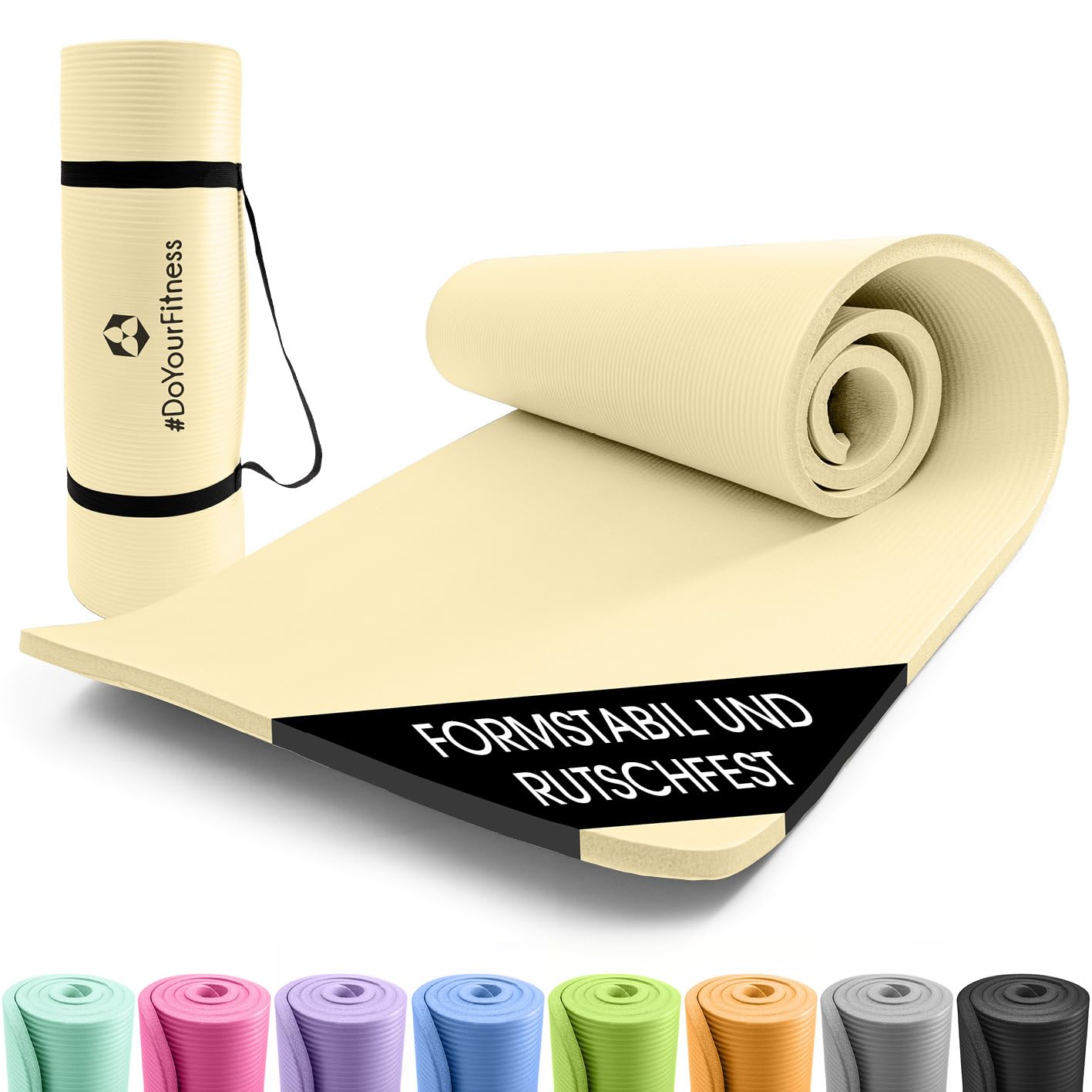 #DoYourFitness Yoga Mat Non-Slip. For Beginners and Advanced Users. Thickness from 0.8 cm to 2 cm. Joint-friendly Gymnastics Mat. 183 cm x 61 cm or XXL 190 cm x 100 cm (Suitable for Indoor/Outdoor)