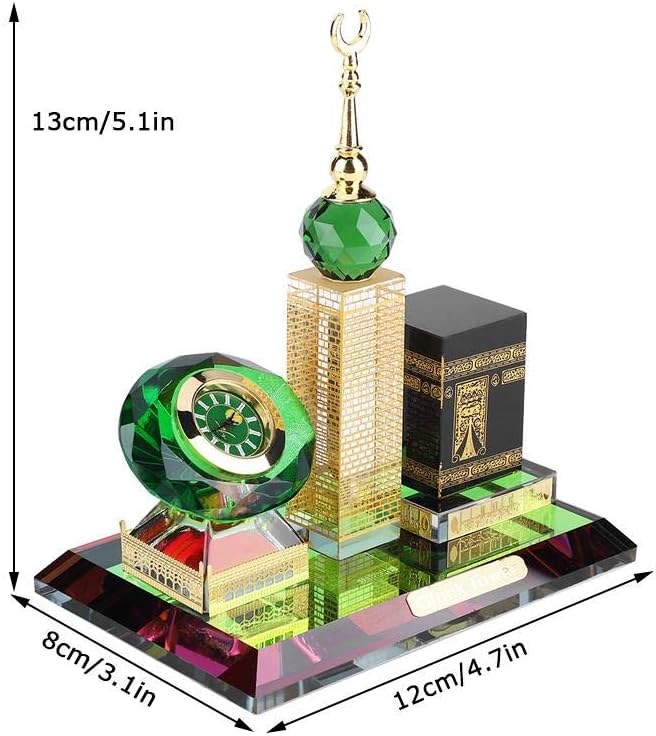 Oumefar Muslim Kaaba Clock, Tower Islamic Model Buddhist Mosque Miniature Model for Car Ornament Home Office Table Decoration Home Kitchen Décor Products Accents Collectible Vehicles Handmade with