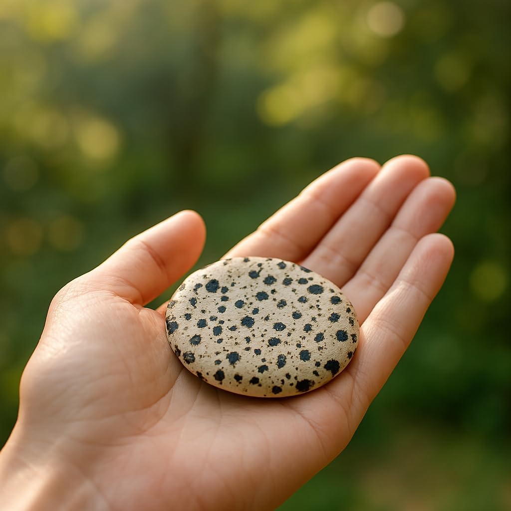 Dalmatian Jasper Worry Thumb Stone Crystal Thumb Stone Thumb Stone for Reiki Balancing Therapy Meditation (Dalmatian Jasper)