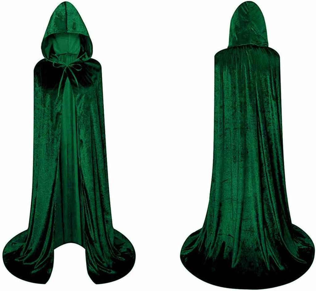 LHJ Unisex Full Length Hooded Robe Cloak Long Velvet Cape Cosplay Costume