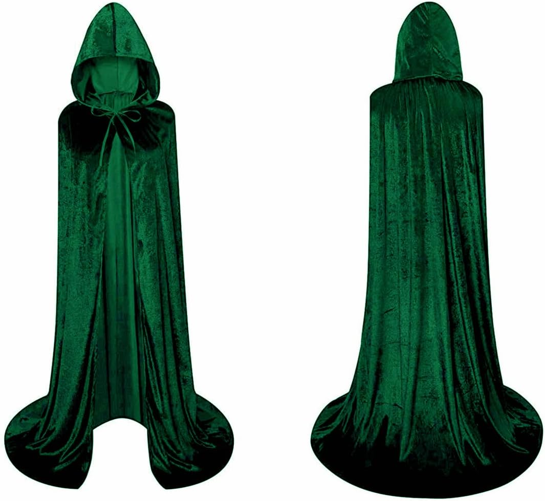 LHJ Unisex Full Length Hooded Robe Cloak Long Velvet Cape Cosplay Costume