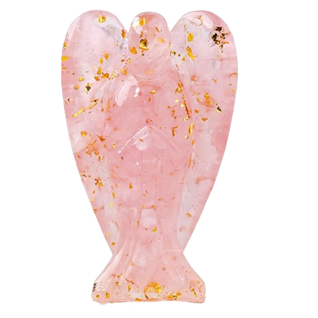 Erliway 7.8cm Large Deep Citrine Crystal Guardian Angel Figures, Natural Healing Crystal Chips Resin Angel Statue for Peace Meditation Easter Home Decor Gifts