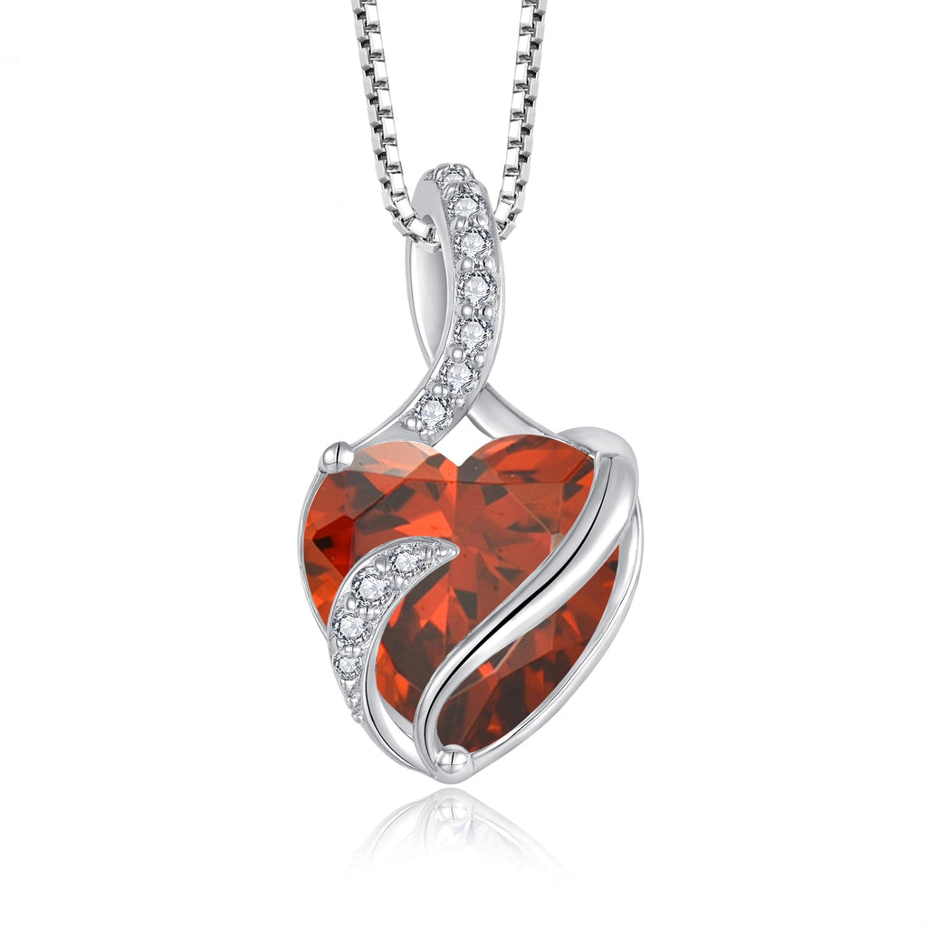 FJ Heart Birthstone Necklace Women's 925 Sterling Silver Infinity Necklace Jewellery Gifts for Women Mother Girlfriend Mum