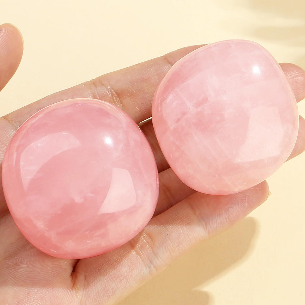 MAIBAOTA 1.6-2.0" Rose Quartz Crystals Large Reiki Healing Crystals Natural Tumbled Pink Polished Stones for Energy Witchcraft Therapy Meditation DIY Crystals for Protection