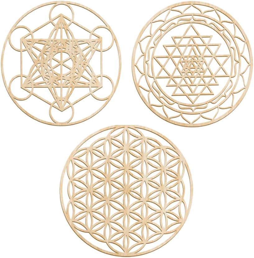 Tiamu 3Pcs Boho Wanddeko, Heilige Geometrie Wandskulptur, Mandala Chakra Wandbild, Minimalistische Wandkunst, Des Lebens Wandkunst, Yoga Meditationsraum Buddha Harmonisches Wanddeko (30cm)