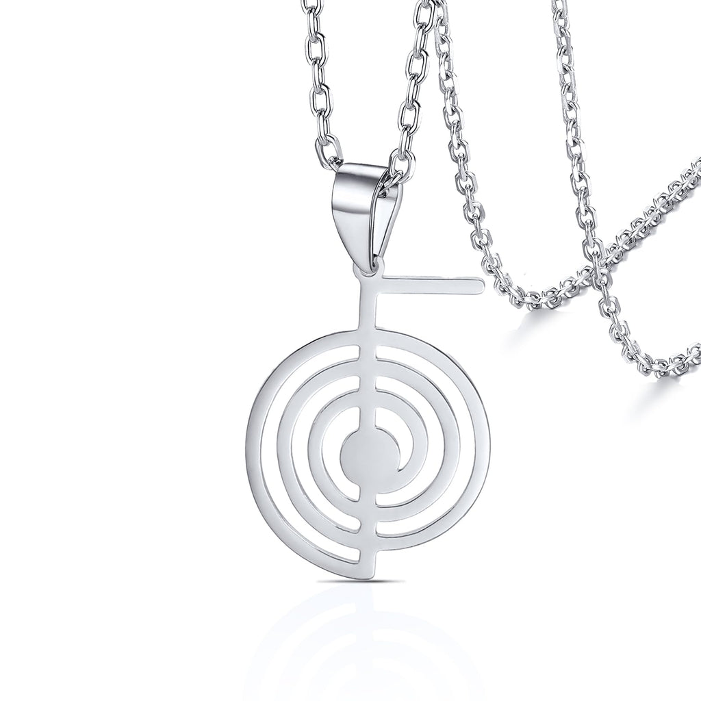 VASSAGO Cho Ku Rei Reiki Halskette Heilige Energie Symbol Yoga Heilige Geometrie Power Reiki Halskette Tropfen Ohrringe für Frauen Meditationsschutz Amulett
