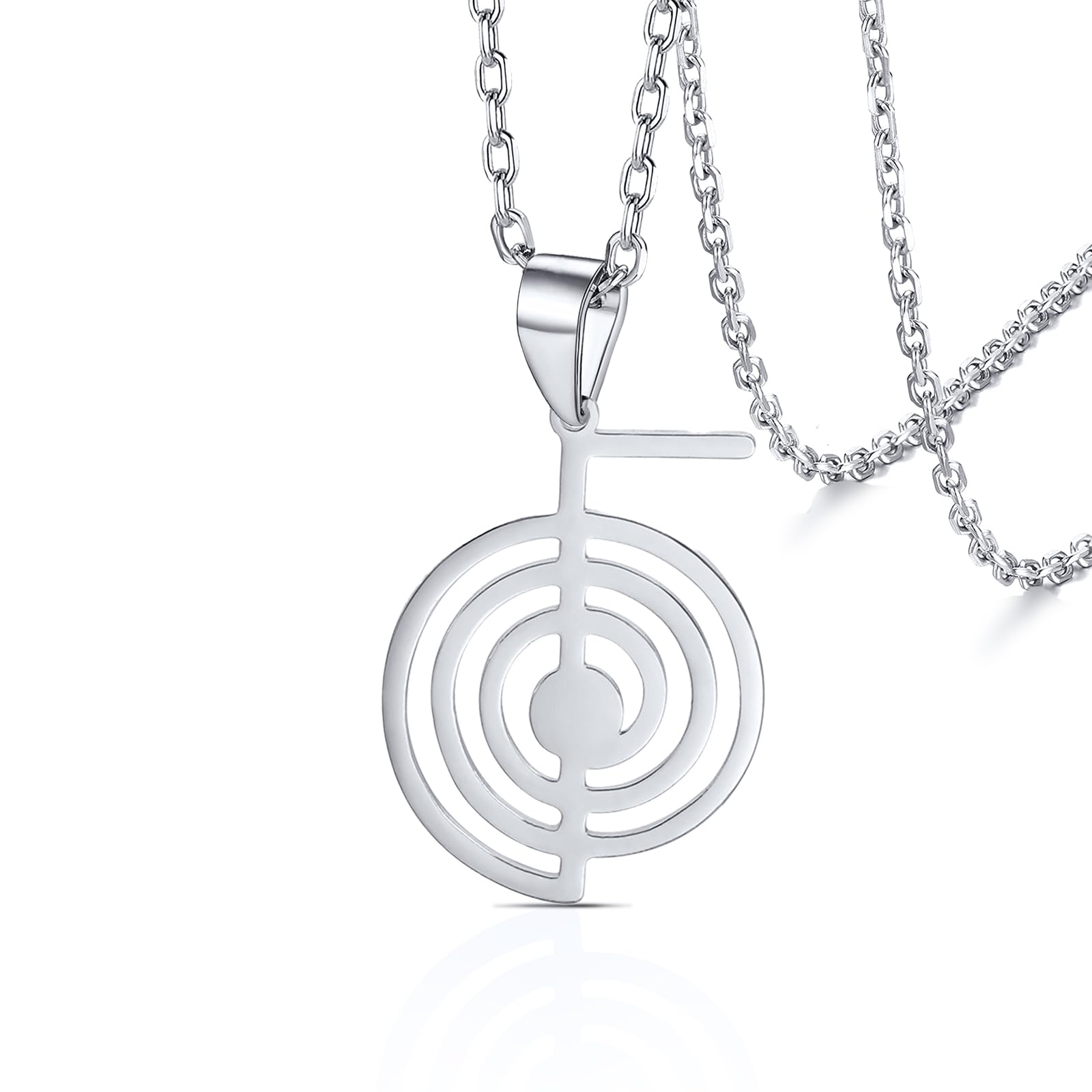 VASSAGO Cho Ku Rei Reiki Halskette Heilige Energie Symbol Yoga Heilige Geometrie Power Reiki Halskette Tropfen Ohrringe für Frauen Meditationsschutz Amulett