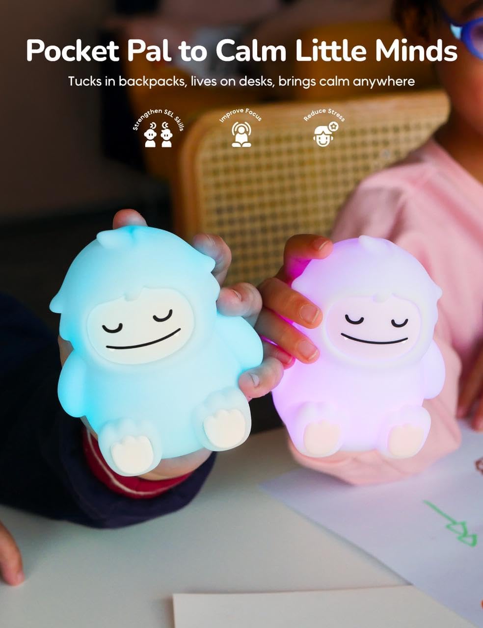 Mini Breathing Pal Yoyo, Anxiety Relief Kid Breathing Light for Calm Down | 3 Breathing Modes, Guided Mindfulness Meditation Lamp, Stress Relief Items for Classroom & Sleep, Calm Down Corner Supplies