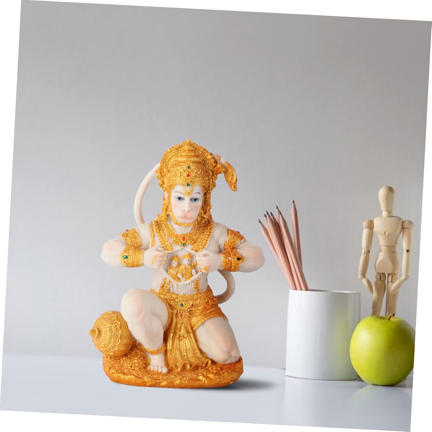 MAGICLULU kniende Affenstatue klein groß Mönch Skulptur Dekorationen wohnungseinrichtung wohnungsdeko tischdeko esstisch Hindu-Affengott-Statue Tischdekoration Wohnaccessoires Harz Golden