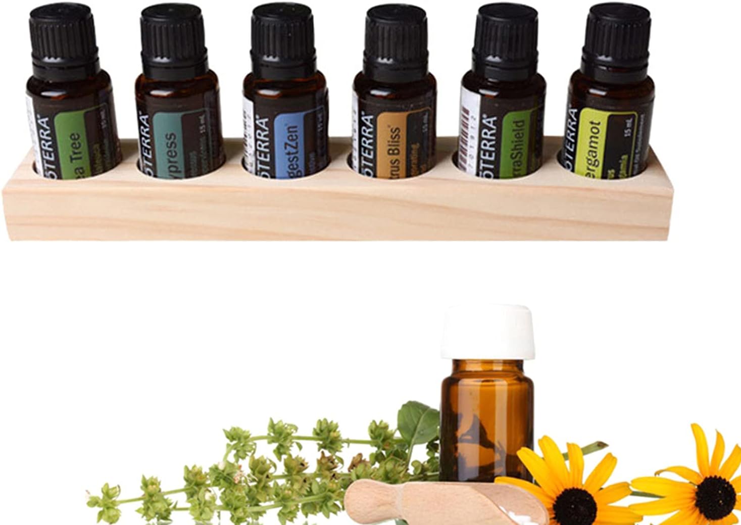 Ätherisches Öl Display Ständer, 6 Löcher Aromatherapie Öle Hölzern Tragen Gestell Halter Organisator Multifunktions Geschenk für Nagellack, Duftöle, Lippenstift, Parfümlagerung