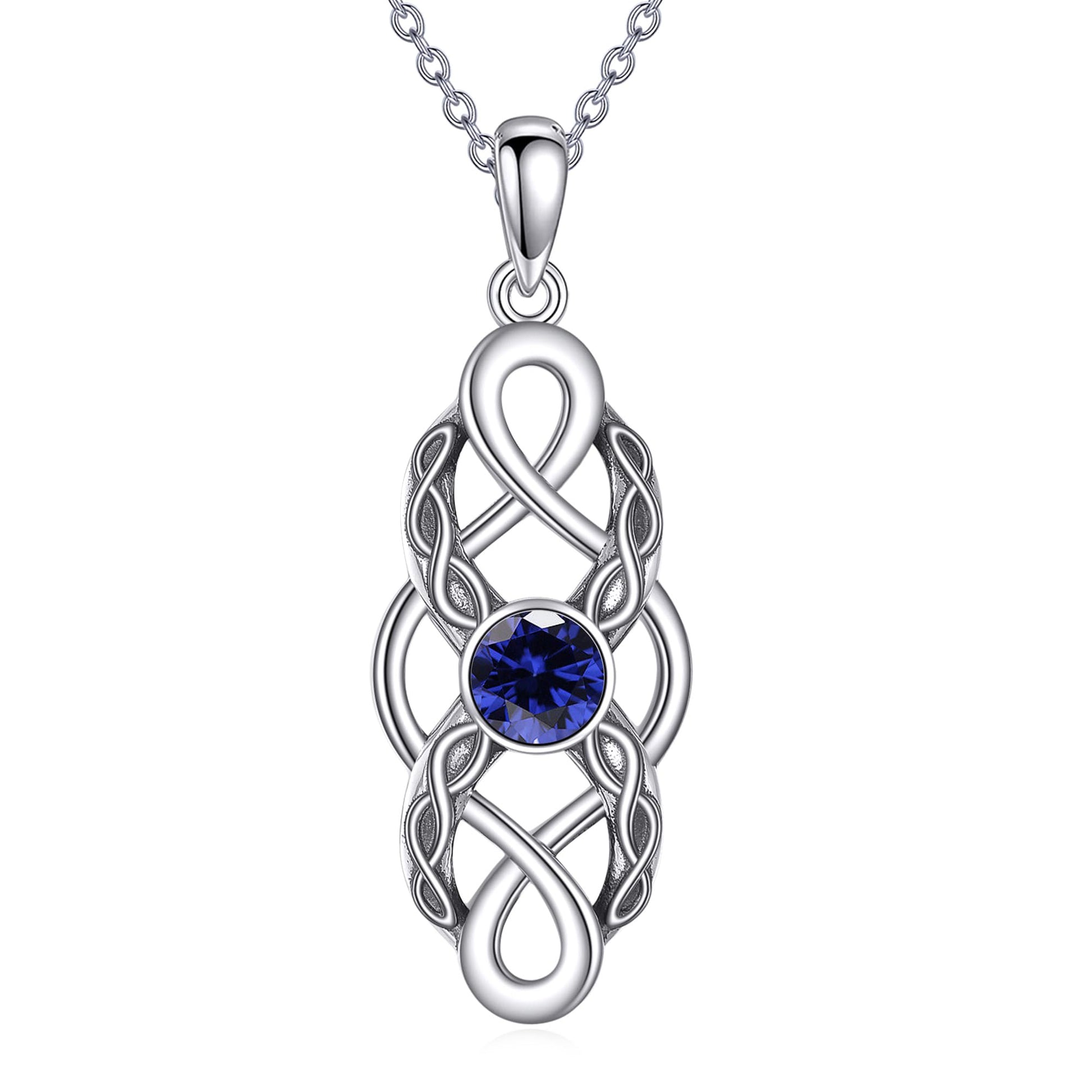 CUPENDA Keltischer Knoten Geburtsstein Halskette Sterling Silber Irische Keltische Anhänger Halskette Glücksschmuck für Frauen