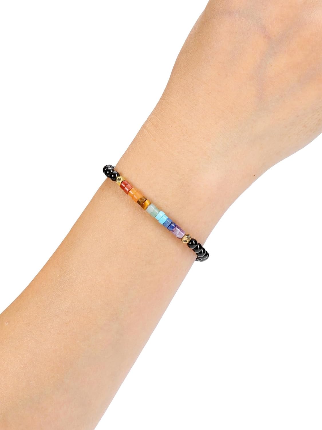 CrystalTears 7 Chakren Armband Damen elastischer Heilende Kristalle Perlenarmband Reiki Talisman spirituelle Geschenke