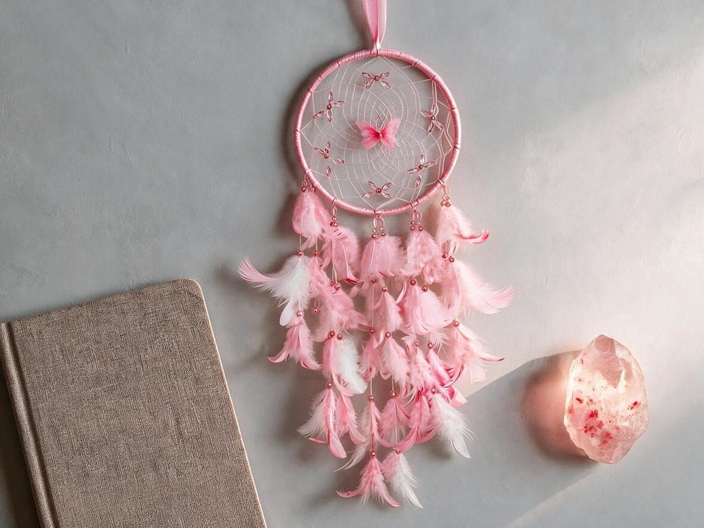 Dream Catcher for Girls,Pink Wall Decor,Decorative Box with Raffia