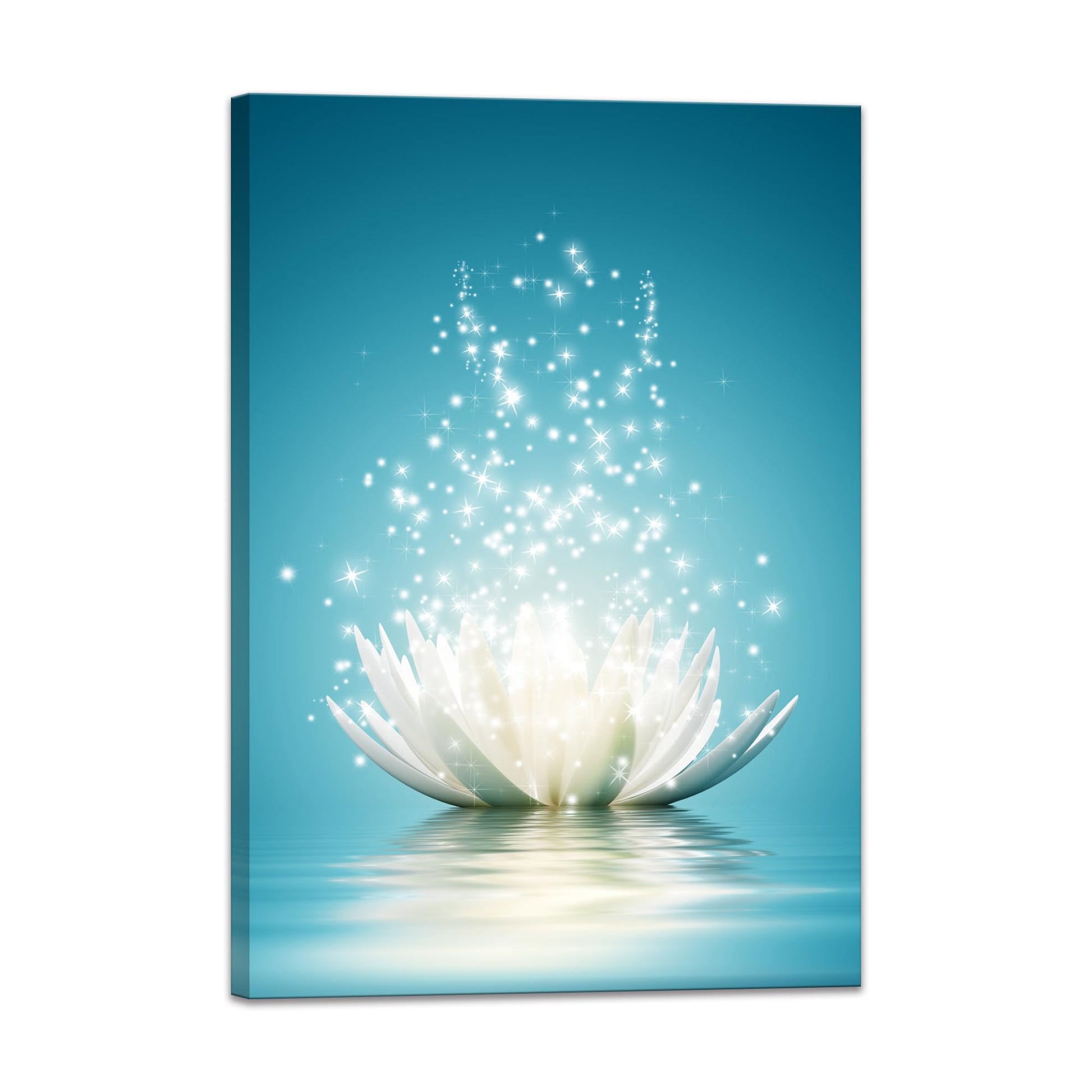 Lotus Flower Canvas Print Pictures Bathroom Decor Zen Wall Art Painting Spa Photo Artwork Framed for Spiritual Meditation Yoga Room Ready to Hang 16 x 24inch