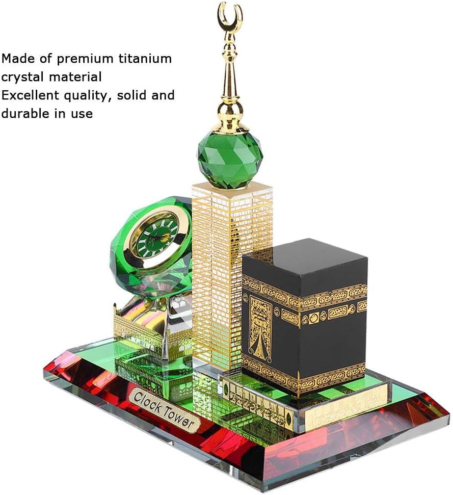 Oumefar Muslim Kaaba Clock, Tower Islamic Model Buddhist Mosque Miniature Model for Car Ornament Home Office Table Decoration Home Kitchen Décor Products Accents Collectible Vehicles Handmade with