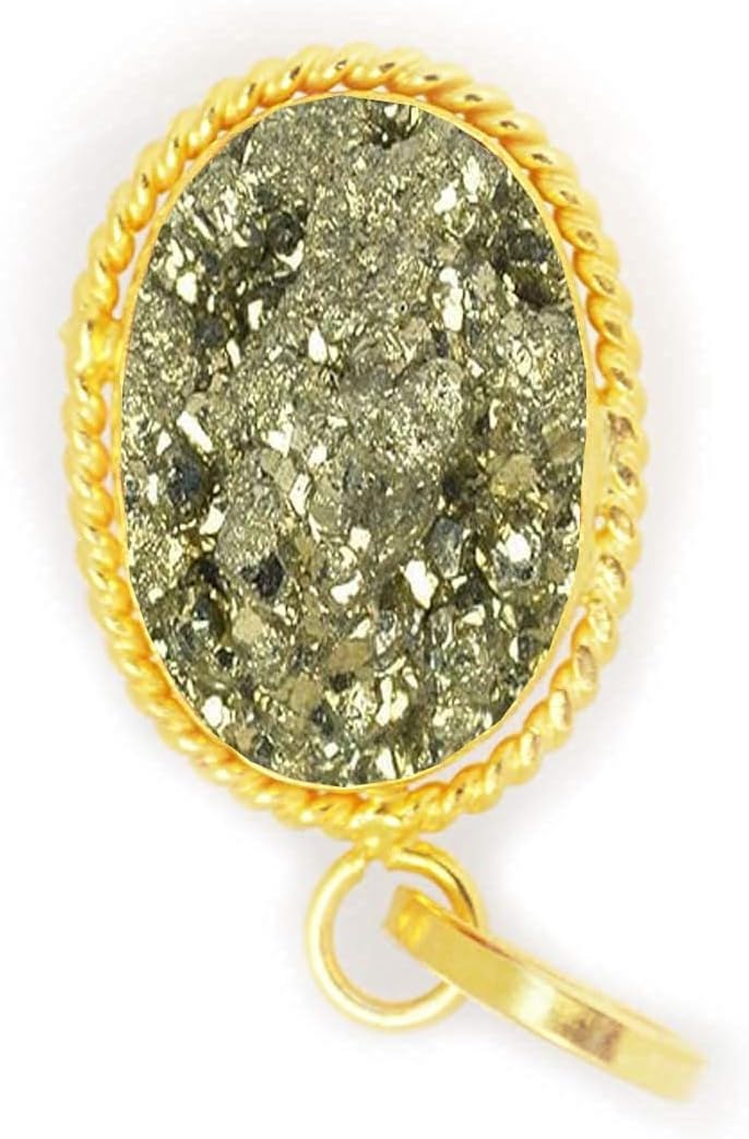Mtrolls 7.25 Ratti Natural Pyrite Genuine Stone Pendant for Men and Women Small Sterling Silver