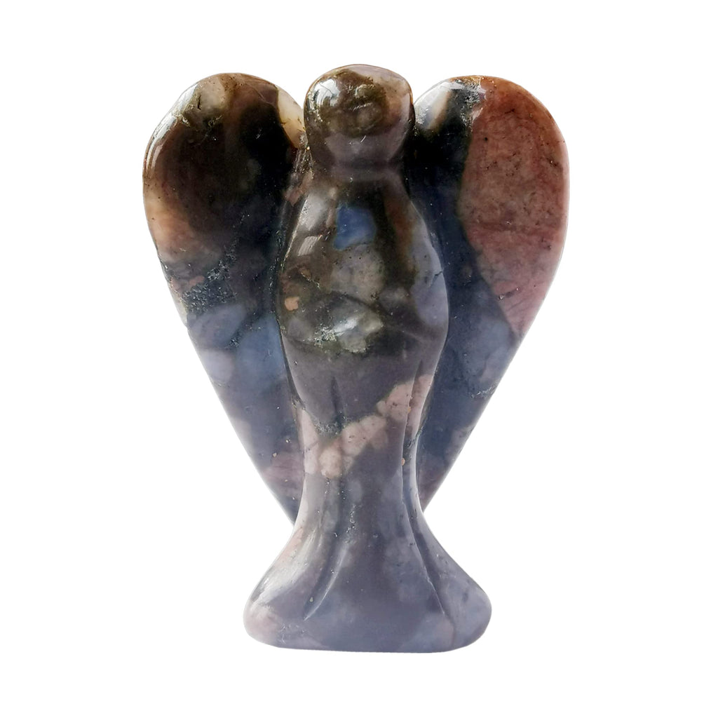 Natürliche Lila Lepidolith Heilung Kristall Gebet Schutzengel Statue,38mm Schnitzen Tasche Palm Stein Figuren Dekoration