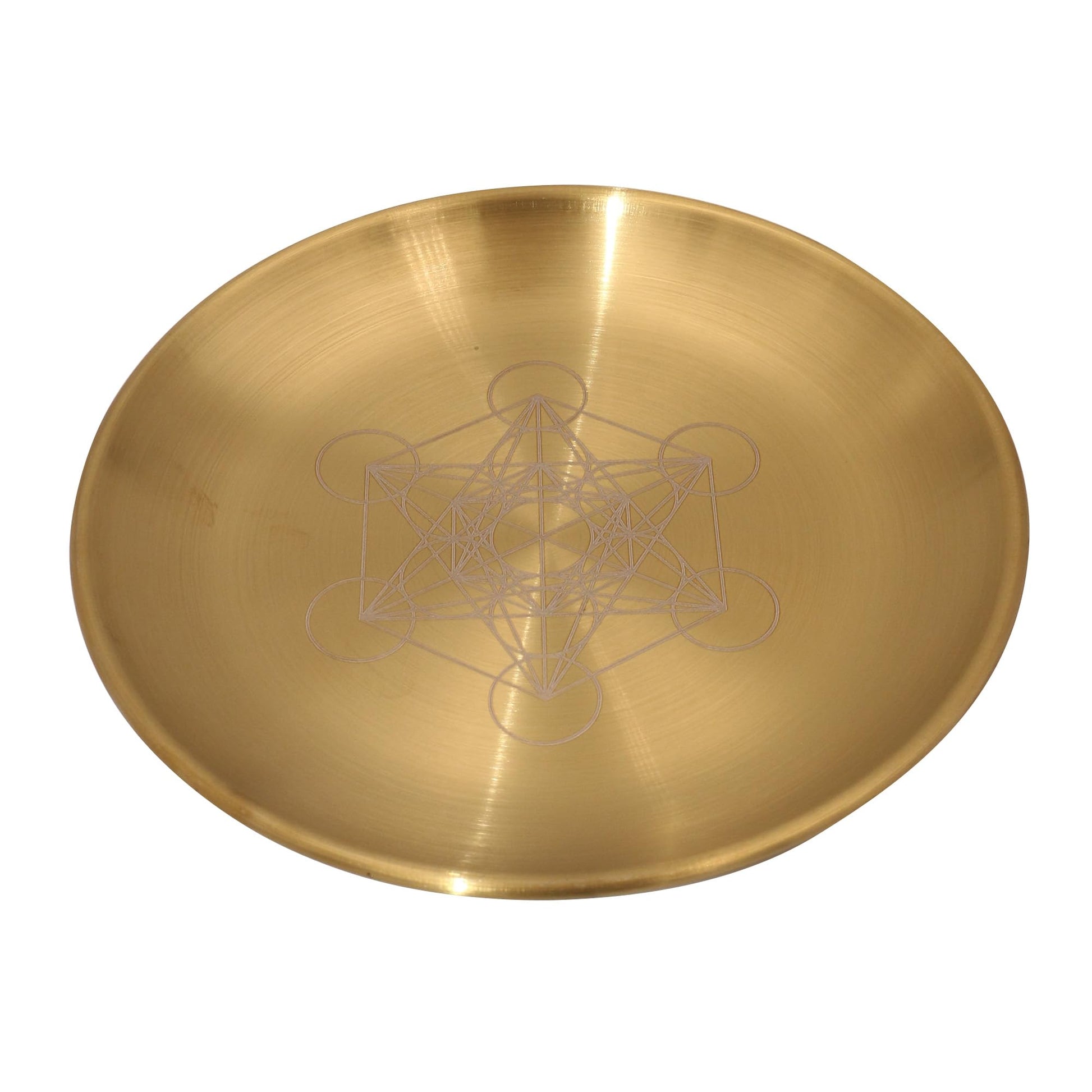 Amitofo Golden Prayer Ritual Bowl with Chakra Gemstone Ideal for Altar, Meditation, Incense Sticks, Smudging, Candles, Crystal, Jewelry, Yoga (Chakra)