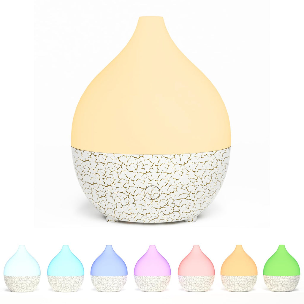 SALKING Aroma Diffuser, 100 ml Small Ultrasonic Aromatherapy Diffuser for Essential Oils, with Automatic Shut-Off Function, Warm White Light, White Wood Grain Diffuser for Home, Office or Yoga