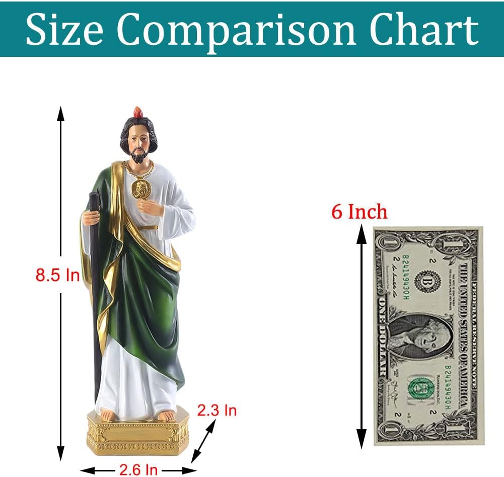 QIANLING Statue des Heiligen Jude, religiöse Kunstharz-Statuen, religiöses, farbiges Geschenk, Statue des heiligen Jude Thaddäus, geeignet für Ordensleute und Gläubige zum Beten zu Hause, als